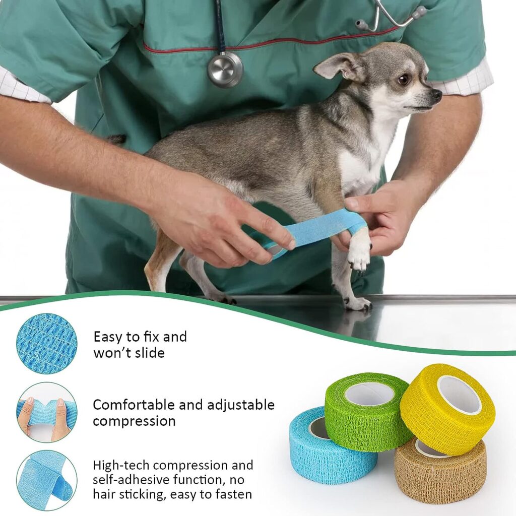 8 Roll Self Adhesive Bandage, Colorful Vet Wrap for Dogs Cats Bird,Elastic Wrap Bandages for Medical Sports,Non-sticky Hair Bandage Tape 2.5cm *4.5m