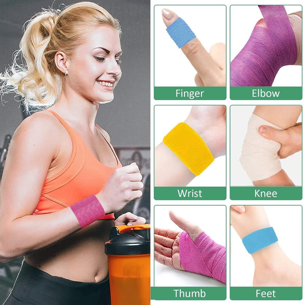 8 Roll Self Adhesive Bandage, Colorful Vet Wrap for Dogs Cats Bird,Elastic Wrap Bandages for Medical Sports,Non-sticky Hair Bandage Tape 2.5cm *4.5m
