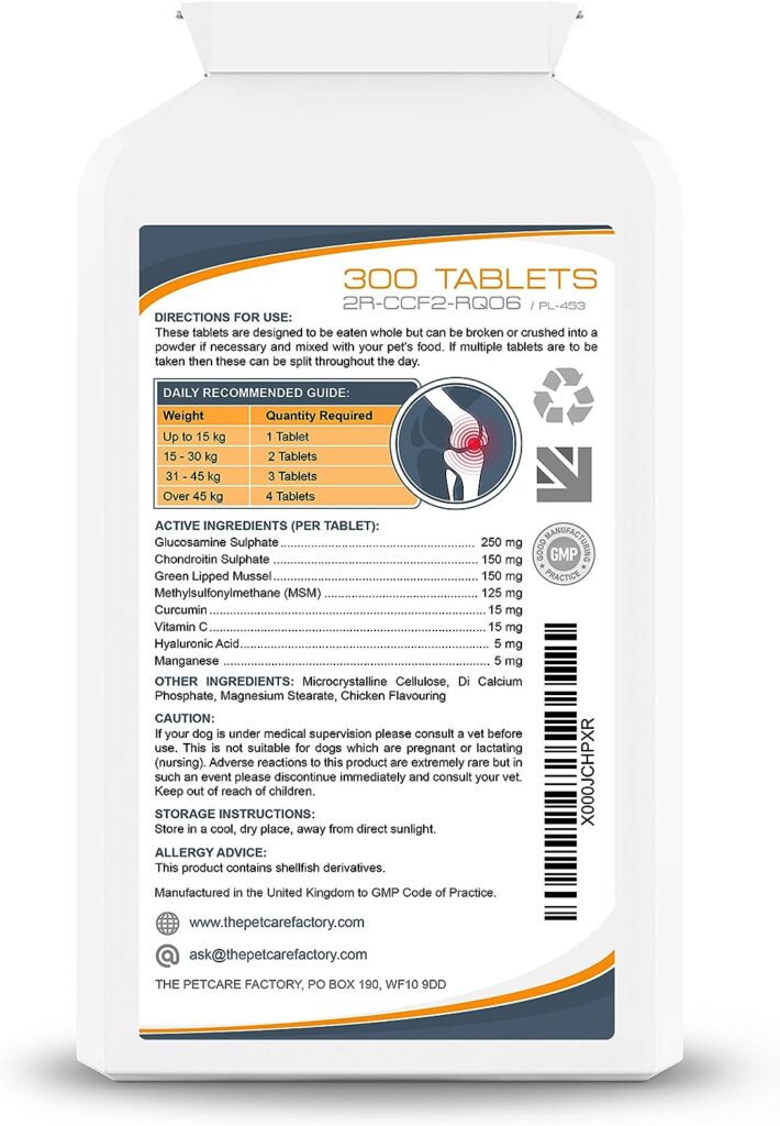 Advanced Joint Support Supplement For Dogs, With Powerful Active Ingredients To Help Naturally Support and Maintain Joint Health, Human Grade Quality, 300 Tablets, UK Manufactured