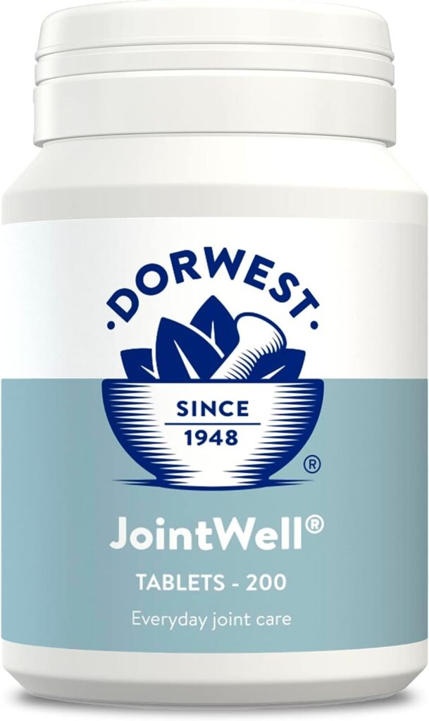 Dorwest JointWell 200 Tablets for Dogs  Cats – Natural Dog Supplements to Support Joint Mobility and Comfort, with Glucosamine, Chondroitin, Zinc, Vitamin C and Hyaluronic Acid