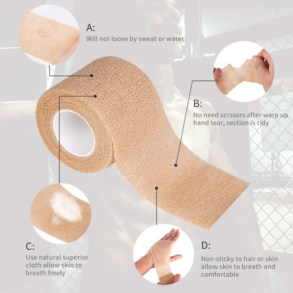 GSPCARE Self Adherent Bandages Wrap 5cm x 4.5m, 12 Rolls Elastic Bandages Tape Pet Vet Wrap Bandage Tape, Non-Woven Bandages for Athletic, Ankle Sprains  Swelling (Multicoloured)