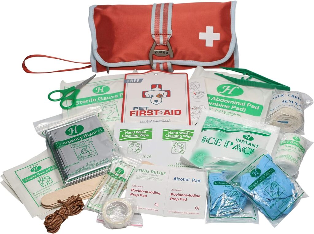 Kurgo Dog First Aid Kit, 50 Piece Pet Medical Kit, Compact  Portable, Durable Material, Paprika Red