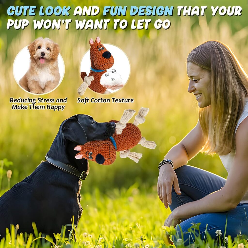 lifefav Dog Toys, Dog Plush Toy for Boredom for Large Breed, Fun Squeaky Dog Toys with Crinkle Paper, Dog Chew Toys for Puppy, Small, Middle, Large Dogs