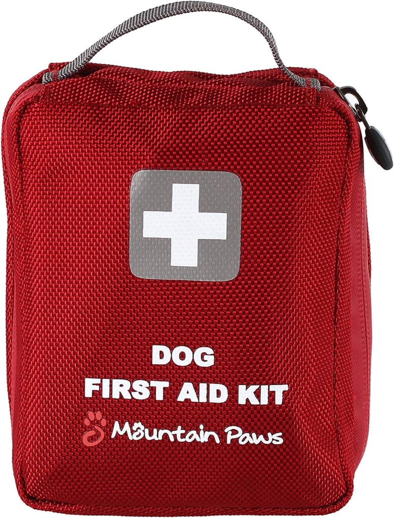 Mountain Paws Multi-Purpose Travel Sized Dog First Aid Kit for Home, Outdoor or Travel, Red