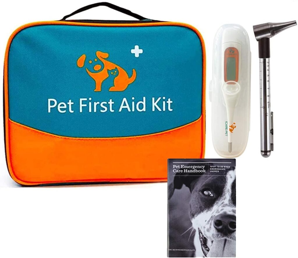 Pet First Aid Kit, Veterinary First Aid Bag for Dog, Cat, Rabbit, Animal, with Otoscope, Perfect for Home Care and Outdoor Travel Emergencies