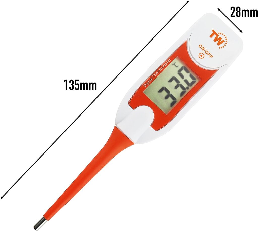 Premium Pet Thermometer For Animal Owners of Dogs Cats Horses Flexible Digital Temperature Probe Includes Vets Veterinary Hobdays Chart