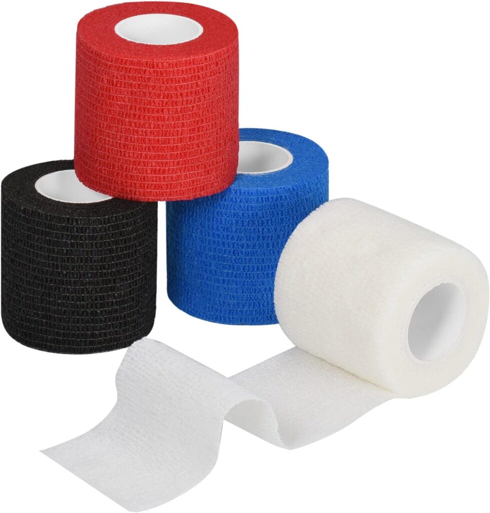 SEADESKY 4 Rolls Cohesive Bandages Pet Vet Wrap for Dogs Cats Horse Elastic Self Adherent Bandage 5cm x 4.5m Self Adhesive Bandage Tapes for Sports Finger Wrist Assorted Color