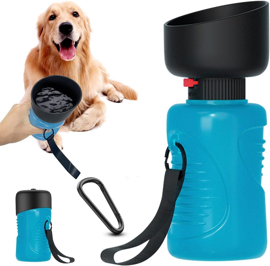 TAUCHGOE Dog Water Bottle Dispenser Portable Foldable Pet Water Bottle Water Leak Proof Drinking Bottle for Pet Walking Travel Hiking 500ml