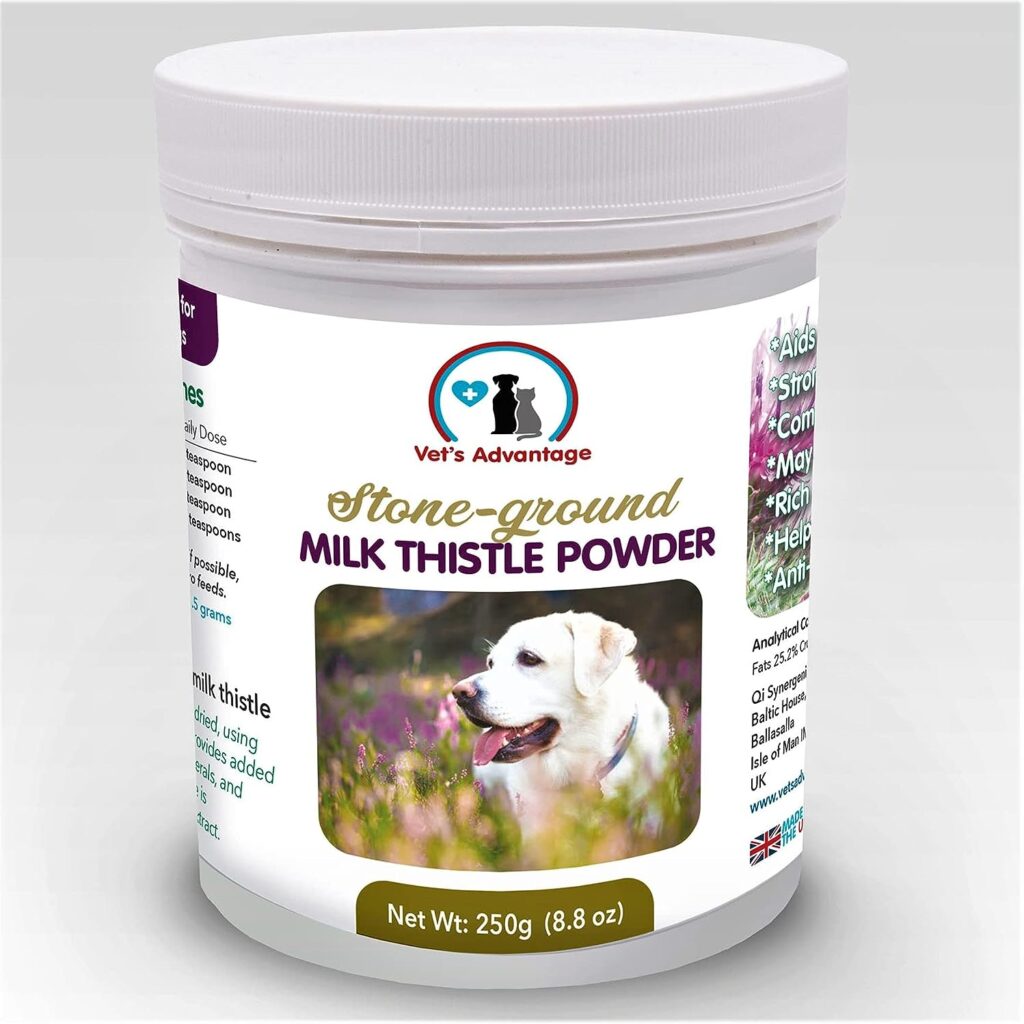 Vets Advantage 100% Pure Stone-ground Milk Thistle Powder for Dogs - for Optimal Liver Health  Detoxification
