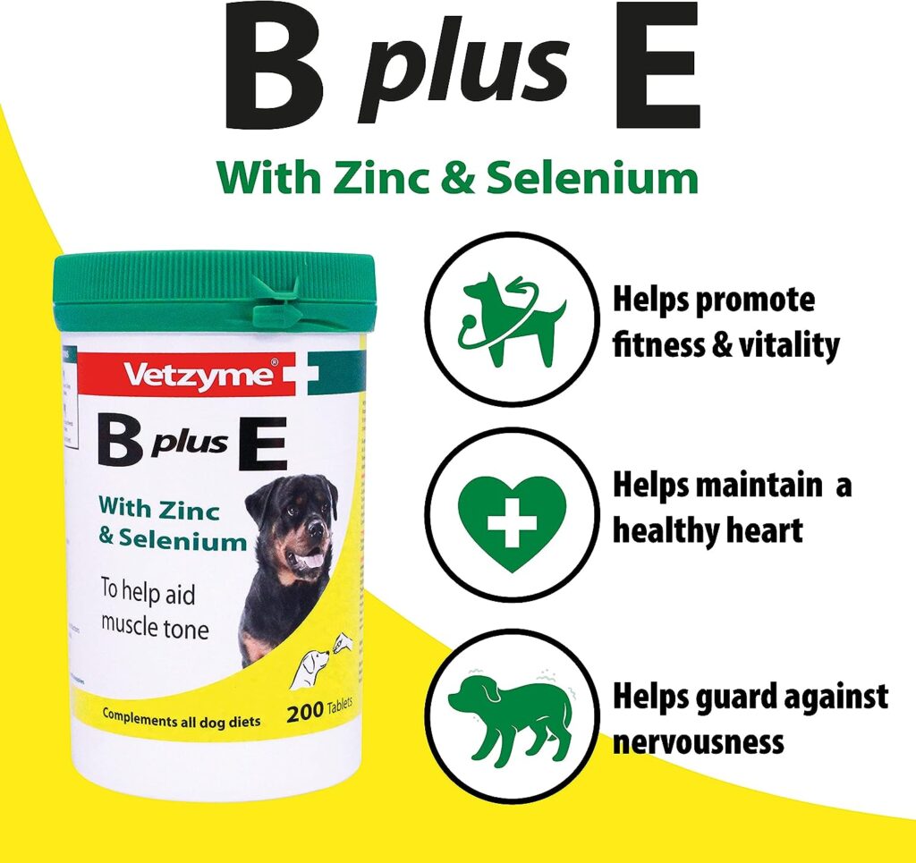 Vetzyme | Dog Vitamins and Supplements, Contains B Plus E with Zinc  Selenium | Promotes Activity  Good Health (200 Tablets)