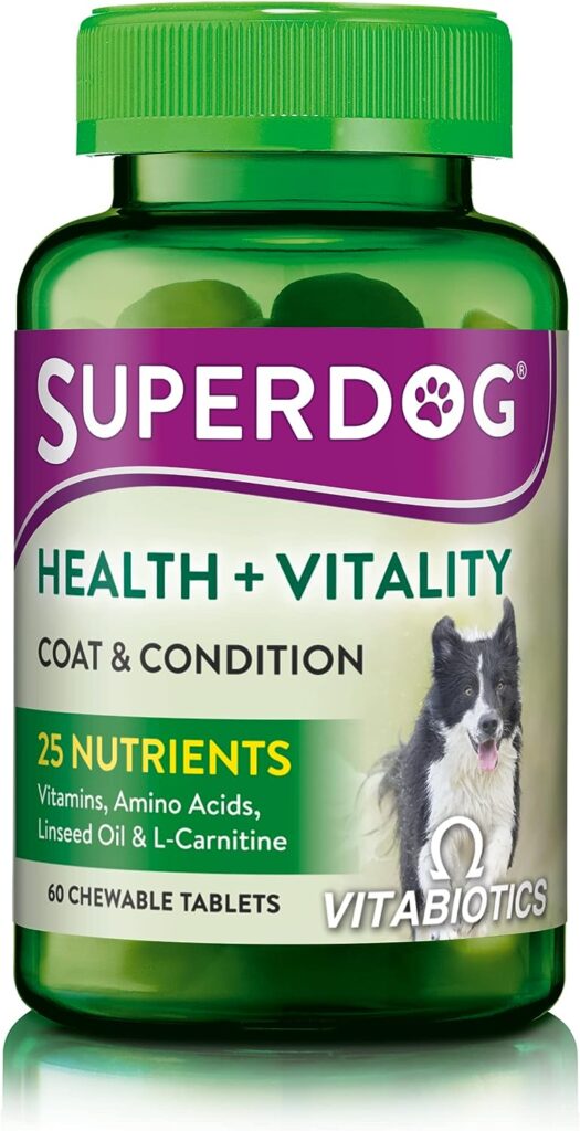 Vitabiotics Superdog Health and Vitality | Comprehensive Supplement For Dogs, with Linseed Oil, Ginseng  Vitamins A, C, D  E | From UKs No.1 Vitamin Company