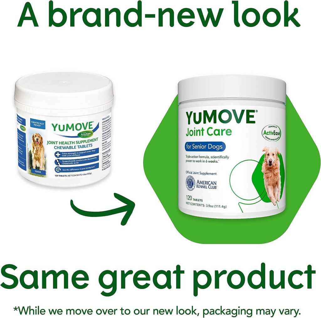 YuMOVE Senior Dog | High Strength Joint Supplement for Older, Stiff Dogs with Glucosamine, Chondroitin, Green Lipped Mussel | Aged 9+ | 120 Tablets,Package may vary