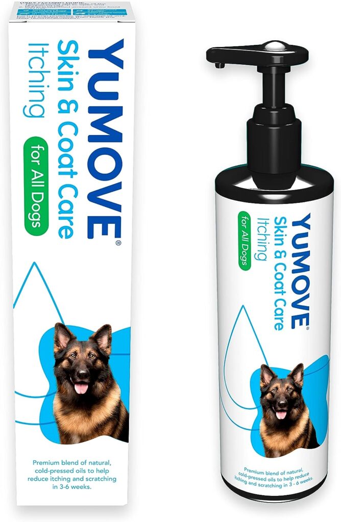 YuMOVE Skin  Coat Care Itching for Adult Dogs | Previously YuDERM Itching Dog | Itchy or Sensitive Skin Supplement for Dogs Prone to Scratching enriched with Salmon Oil | 250ml | Packaging may vary
