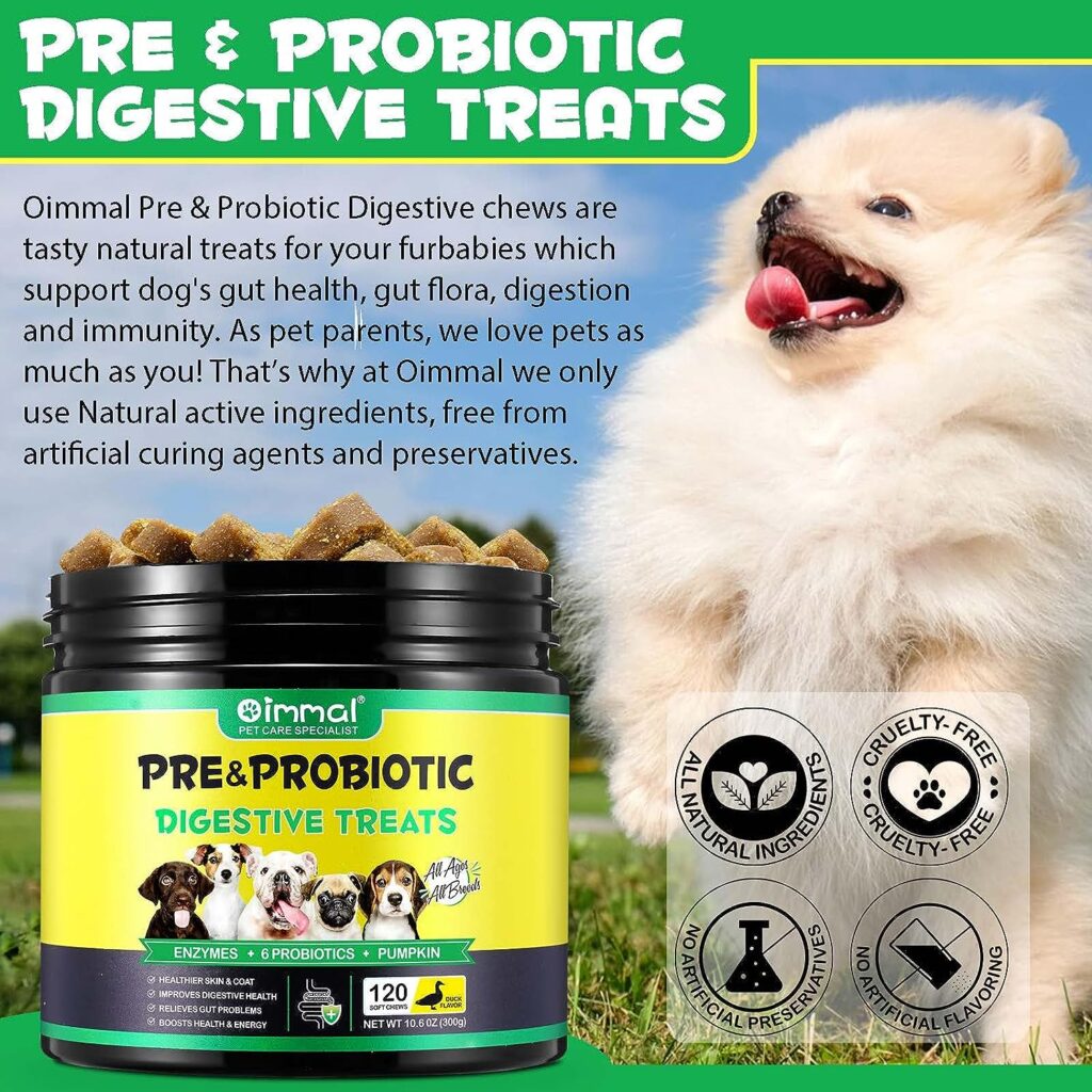 120pcs Probiotics for Dogs,Dog Probiotics for Gut Health,Immunity Health, Seasonal Allergies, Upset Stomach Relief for Small, Medium and Large Dogs(Duck Flavor)
