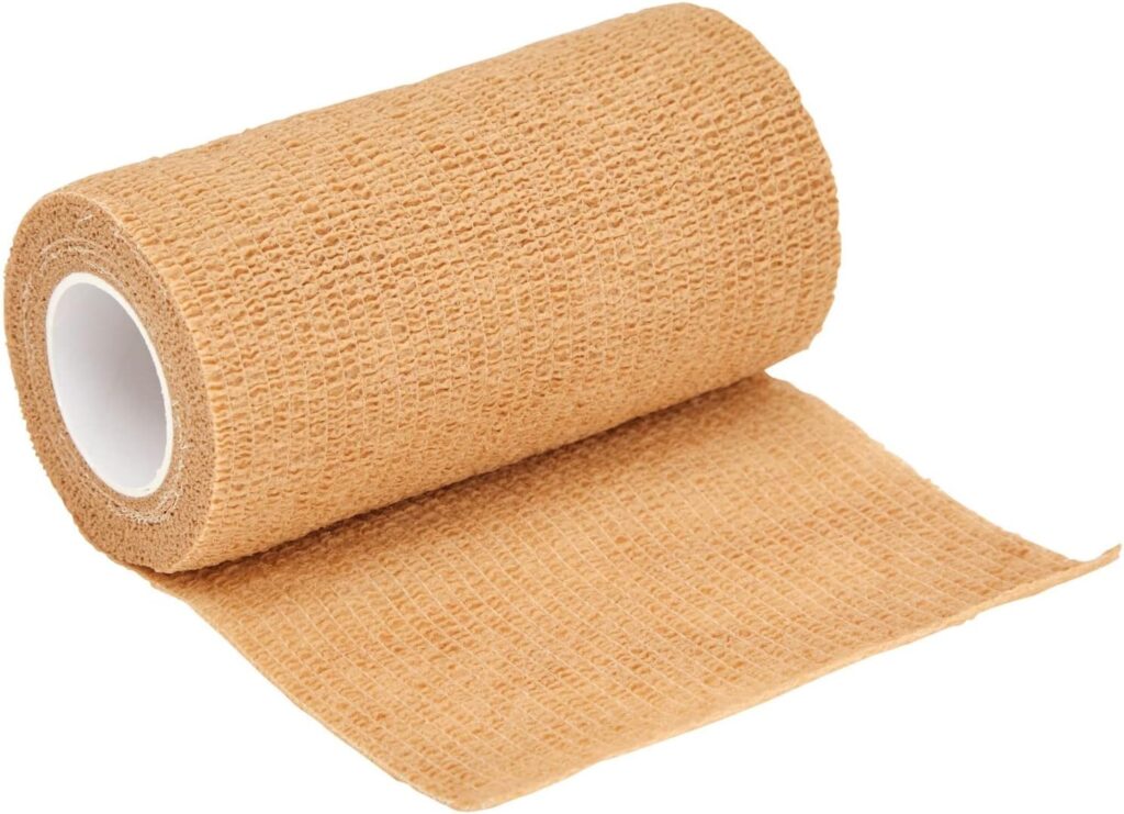 6-Rolls of Tan Medical Self Adhesive Bandage Wrap 10 cm x 10 Metres, Breathable Cohesive Vet Tape for First Aid Kits, Sports Injuries, Wrists, Ankles, Athletics