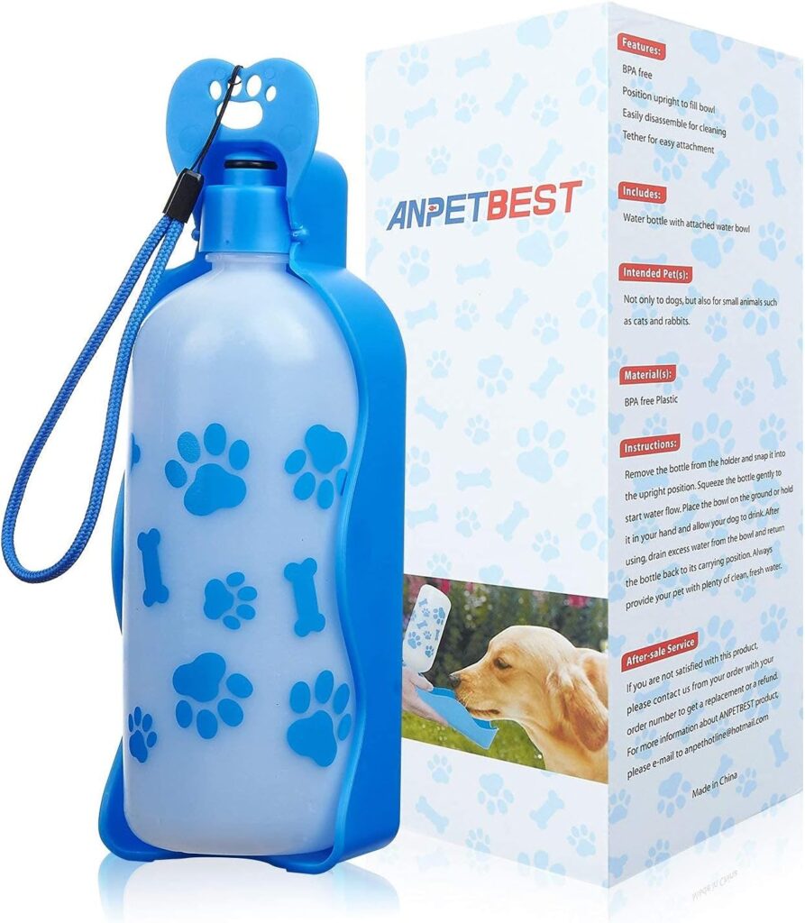 ANPETBEST Pet Travel Water Bottle, Portable Drinking Bottle Feeder Dispenser Mug for Dogs, Cats and Other Small Animals 325ML /11oz-650ML/22oz(Blue) (11oz)