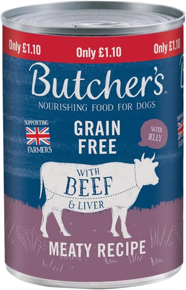 Butchers Beef And Liver Chunks In Jelly Complete Wet Dog Food, Chicken, 0.4 kg pack of 12
