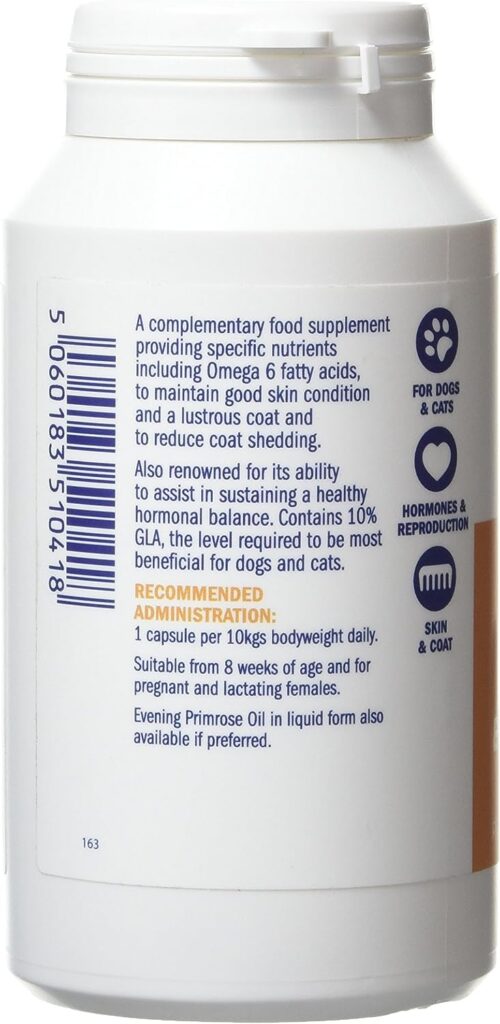 Dorwest Herbs Evening Primrose Oil Capsules for Dogs and Cats 200 Capsules