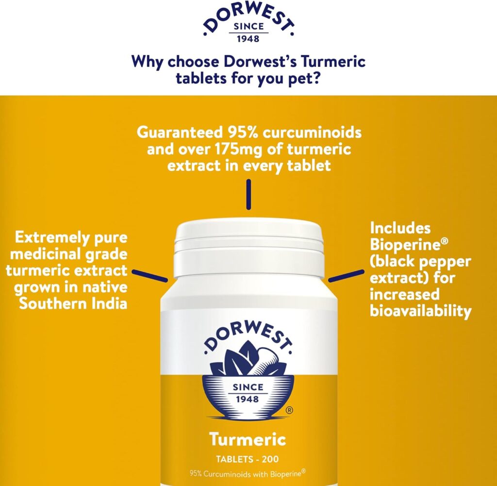 DORWEST HERBS Turmeric Tablets for dogs and cats , 200 tablets, 14DOR057
