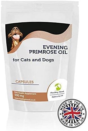 Evening Primrose Oil 500mg for Cats and Dogs Pets 250 Capsules Health Food Nutrition Supplements HEALTHY MOOD