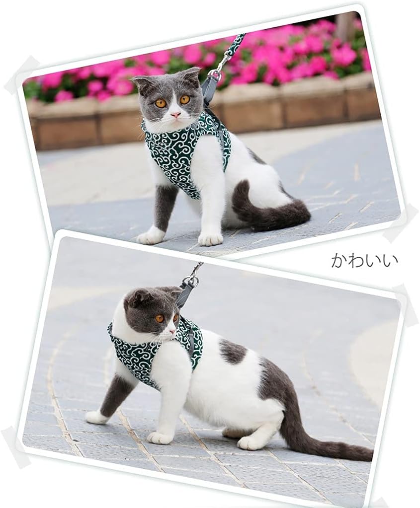 HDDFG chongwuyongpin Cats Dog Harness Vest Collar Walking Lead Leash Set for Puppy Dogs Collar Japanese Style Harness Vest for Dog Cats Pet pet leash (Size : L code)