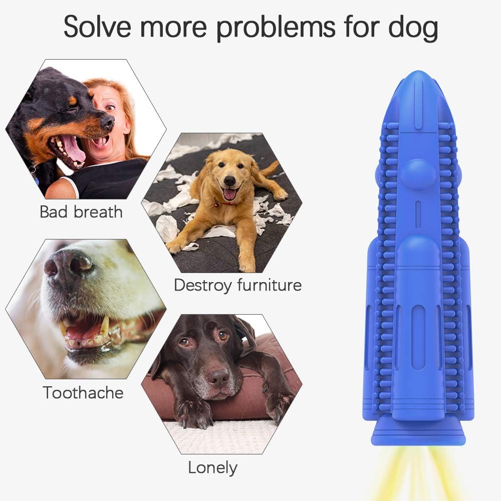 HETOO Dog Toothbrush, Puppy Teeth Cleaning Chew Toys Durable Natural Rubber Dog Brushing Stick Dental Care Bones for Dogs Bite Resistant