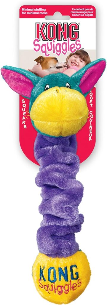 KONG - Squiggles - Stretchy Plush Dog Toy with Squeaker (Assorted Characters) - For Medium Dogs