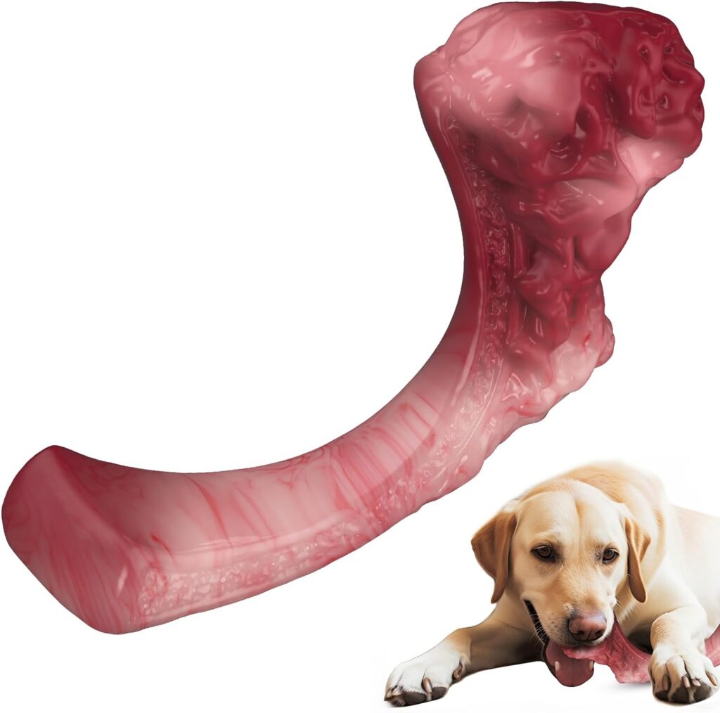 MASBRILL Indestructible Dog Toys, Tough Dog Chew Toy for Aggressive Chewer, Interactive Durable Nylon Dog Toys for Large/Medium Dogs, Dog Chew Toy with Beef Flavor for Dog Birthday