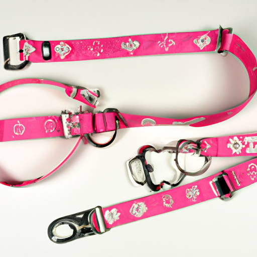 MD Beautiful Baby Pink Set Leather Dog Harness, Collar and Lead Medium Size with French Bulldog Badges