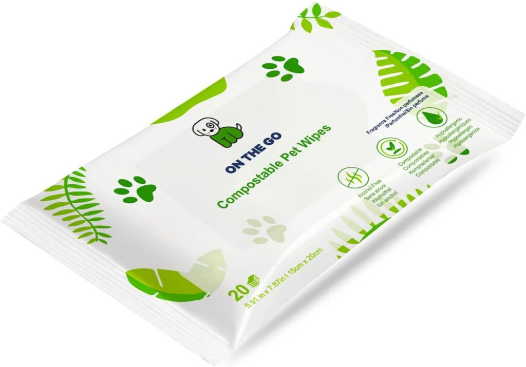 PANMER Pet Dog Wipes For All Pets Eco-Friendly Hypoallergenic Unscented Cleaning Wipes (20 Travel)