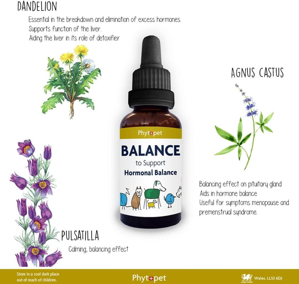 Phytopet Balance | 30ml | 100% Natural Herbal Remedy | Promotes Hormonal Balance, Phantoms, aggression | For Dogs, Cats, Birds, Horses, Pets