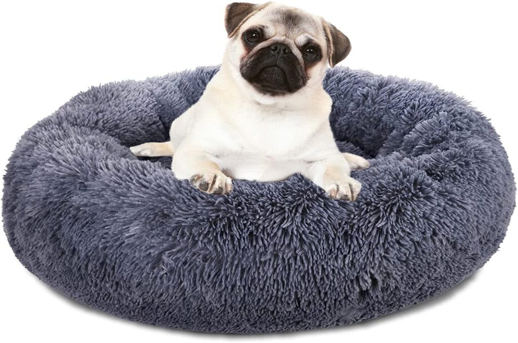 Plush Calming Dog Bed, Donut Dog Bed for Small Medium Large Dogs, Anti Anxiety Round Dog Bed, Soft Fuzzy Calming Bed for Dogs  Cats, Comfy Cat Bed, Marshmallow Cuddler Nest Calming Pet Bed