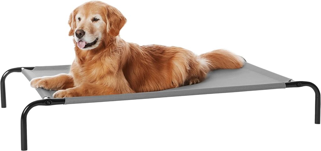 Amazon Basics Cooling Elevated Pet Dog Bed, Large, Grey, 130 x 80 x 19 cm (L x W x H)
